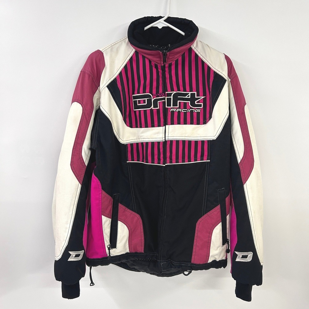 Drift Racing‎ Insulated Moto Jacket Youth Large Pink Black Y2K Gorpcore Cyber